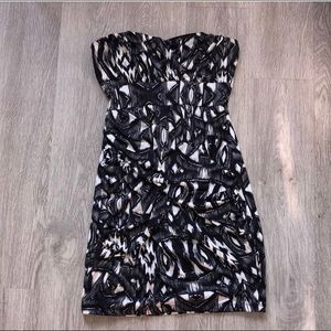 Black & White strapless mini dress